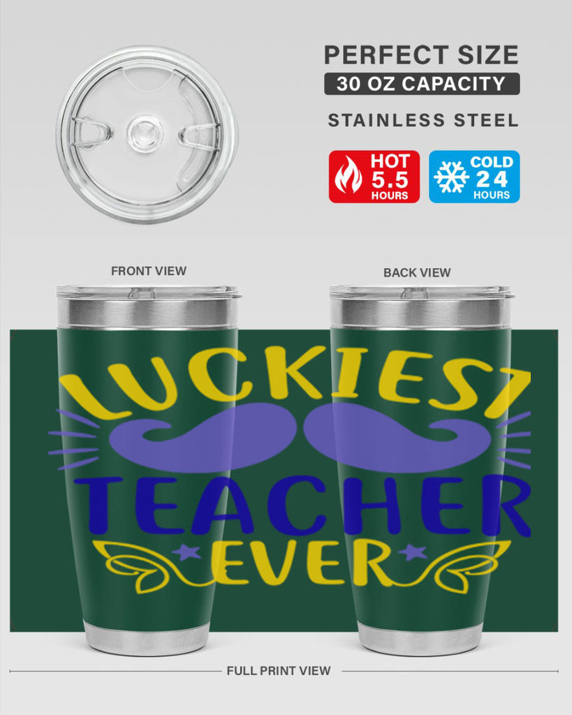 luckiest teacher ever 12#- mardi gras- Tumbler