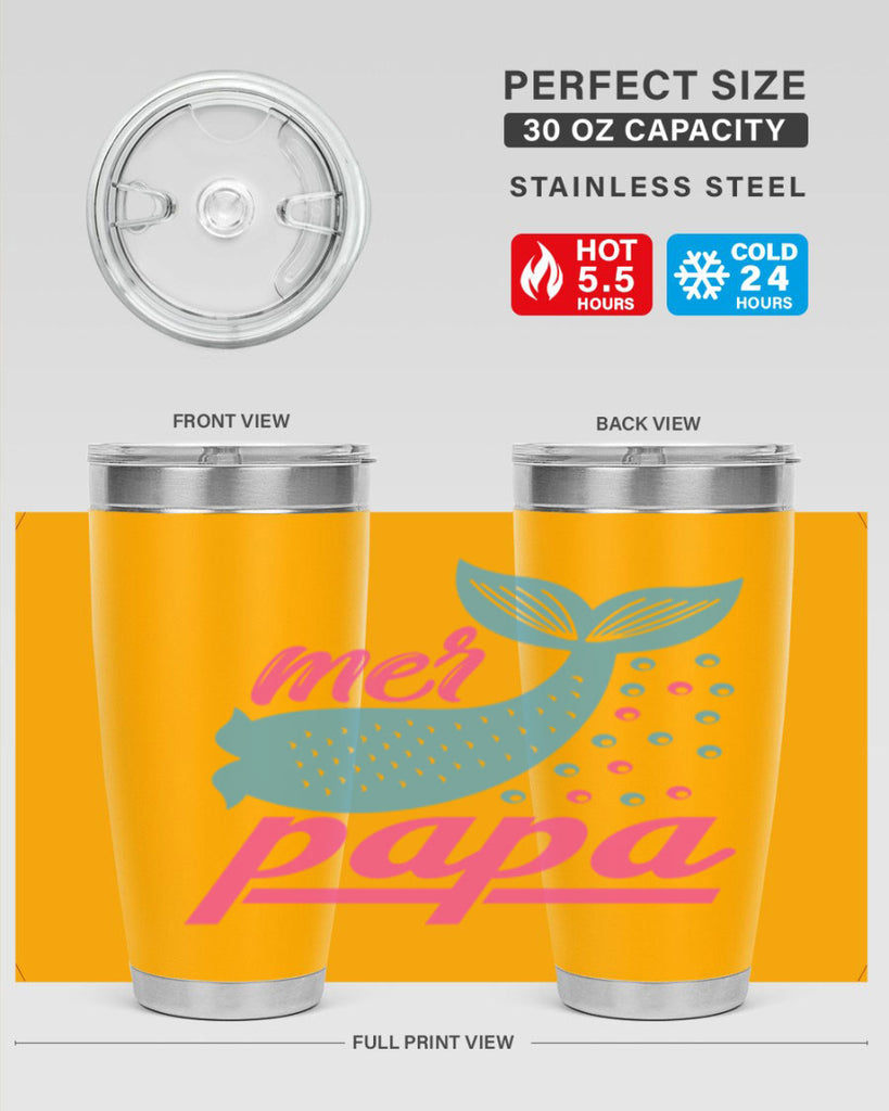 Mer Papa 344#- mermaid- Tumbler