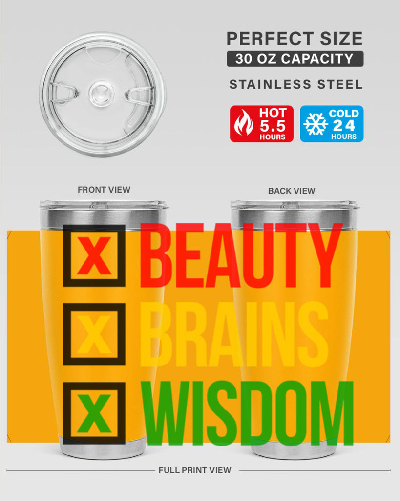 beauty brains wisdom 262#- black words phrases- Cotton Tank