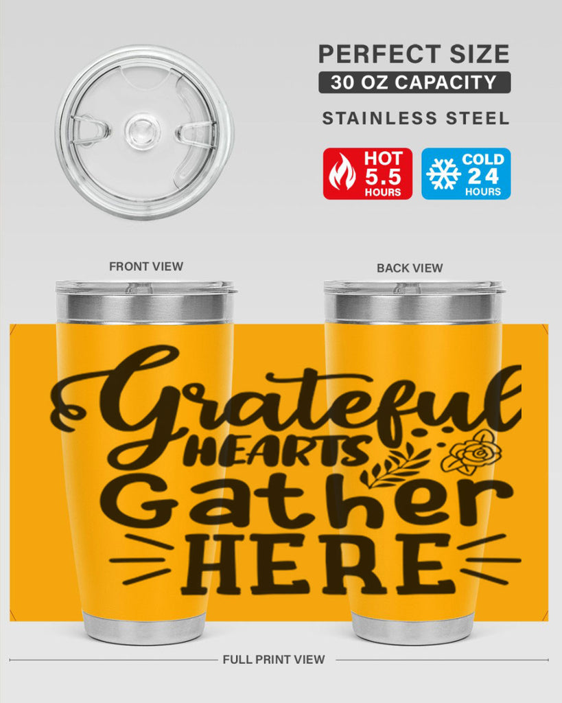 grateful hearts gather here 58#- thanksgiving- Tumbler