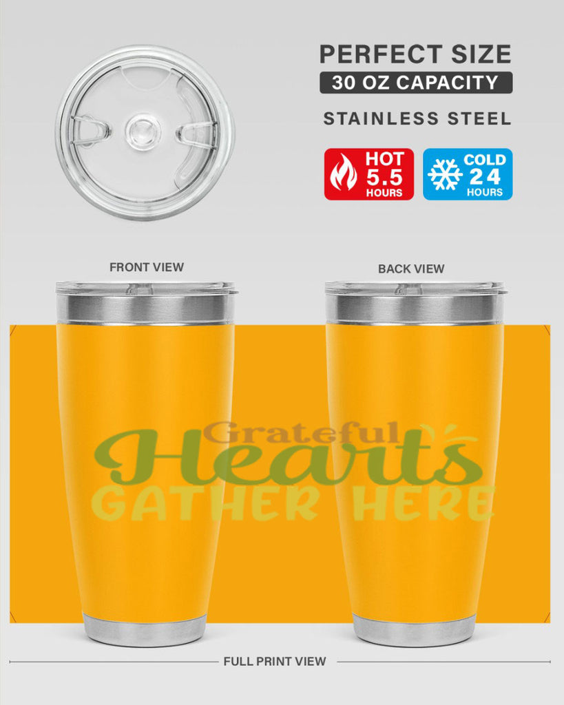 grateful hearts gather here 59#- thanksgiving- Tumbler