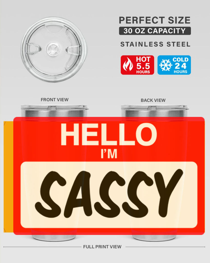 hello im sassy 129#- black words phrases- Cotton Tank