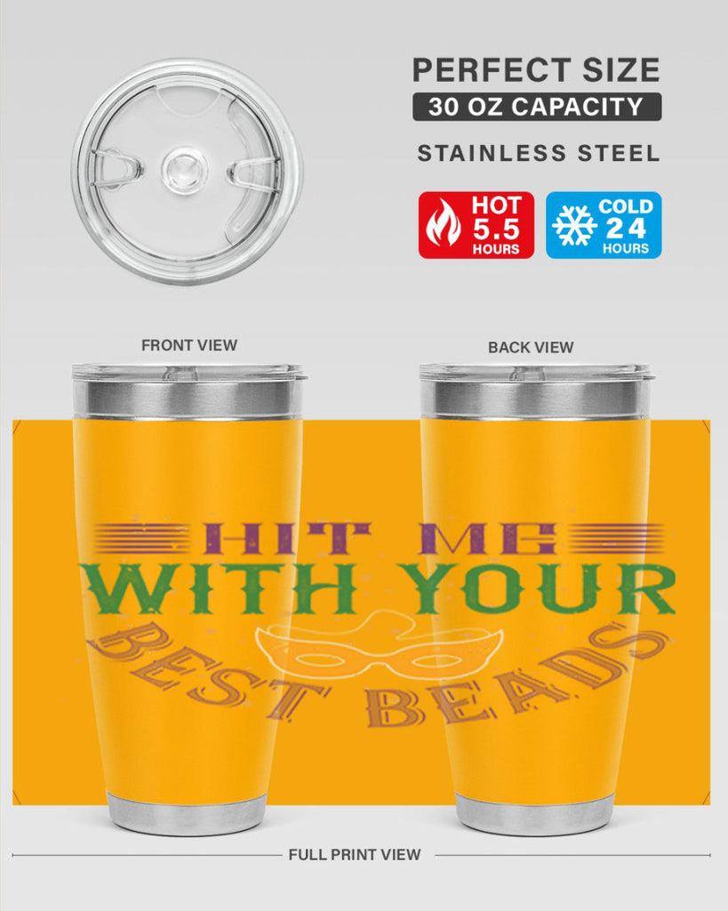 hit me with your best beads 69#- mardi gras- Tumbler