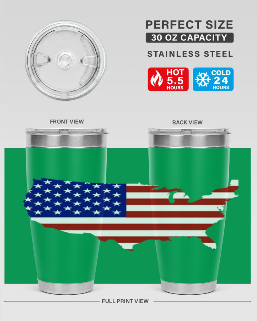 Flag With Map Style 50#- Fourt Of July- Tumbler