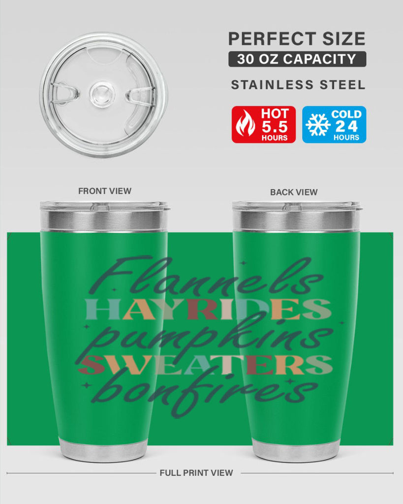 Flannels Hayrides Pumpkins Sweaters Bonfires 184#- fall- Tumbler