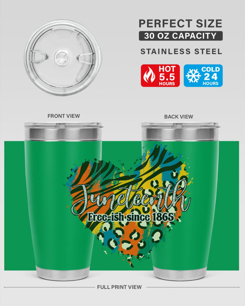 Juneteenth Freeish Since 1865 Heart Png 38#- Juneteenth- tumbler