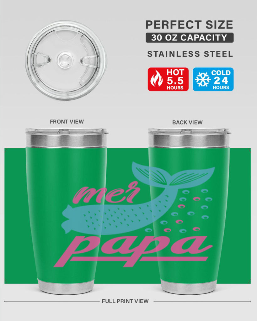 Mer Papa 344#- mermaid- Tumbler