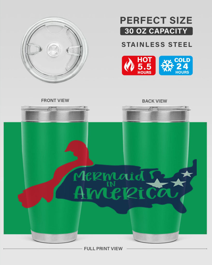 Mermaid In America Style 167#- Fourt Of July- Tumbler