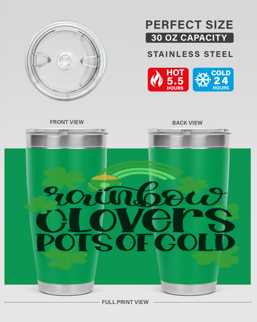 Rainbow Clovers Pots Of Gold Style 35#- St Patricks Day- Tumbler