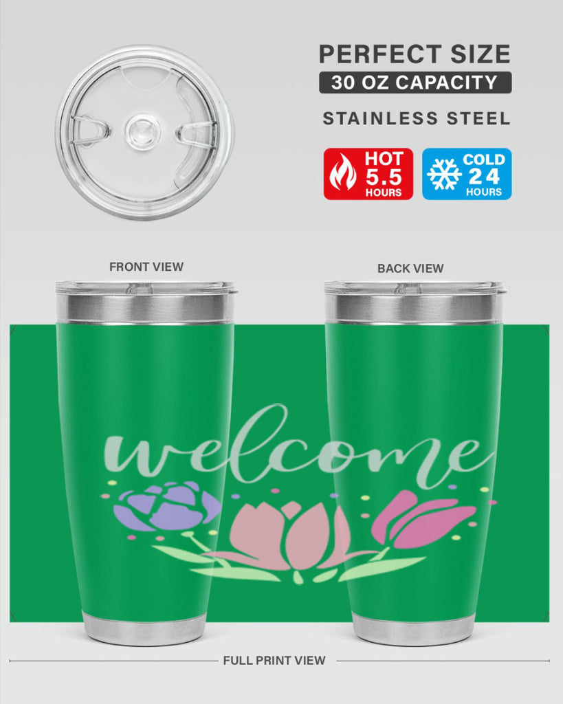 Welcome three flowers587#- spring- Tumbler