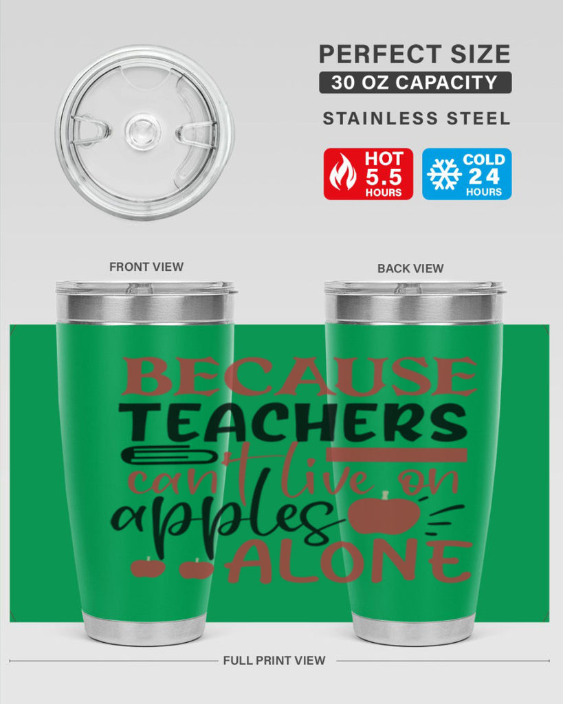 because teachers cant live on apples alone Style 121#- teacher- tumbler