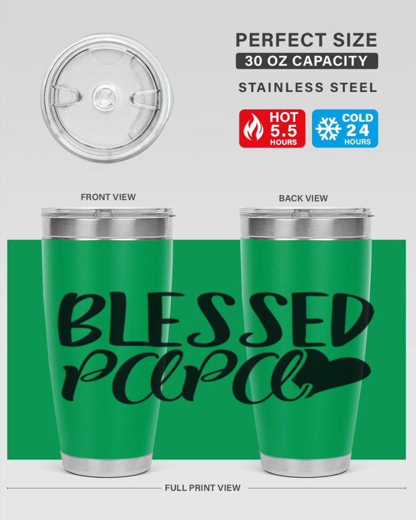 blessed papa 70#- grandpa - papa- Tumbler