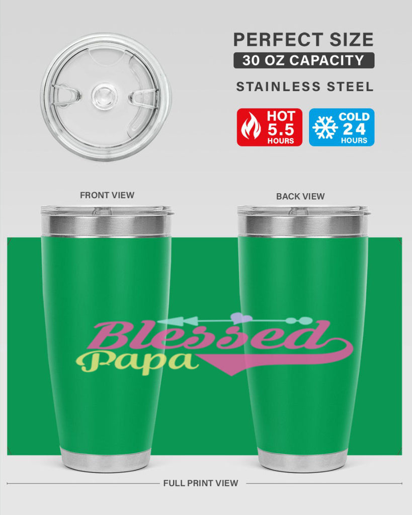 blessed papa 73#- grandpa - papa- Tumbler