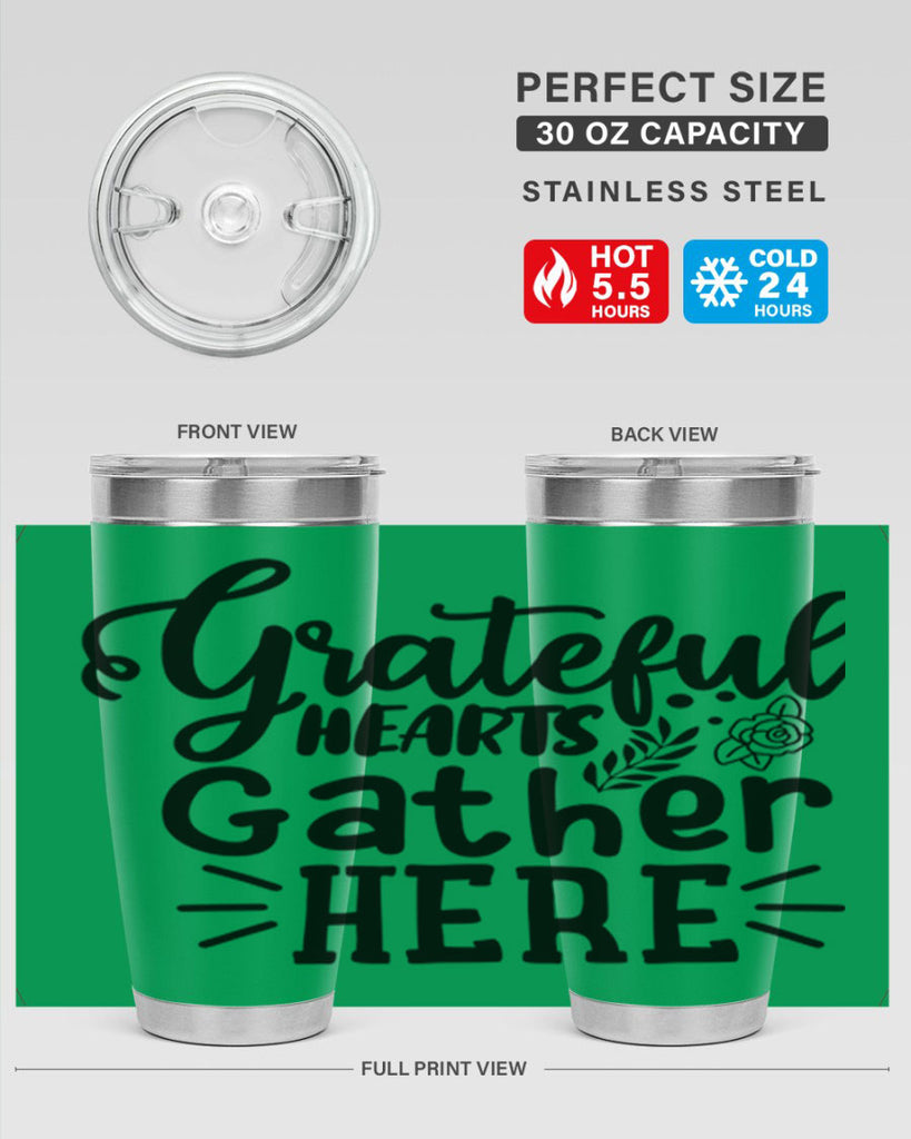 grateful hearts gather here 58#- thanksgiving- Tumbler