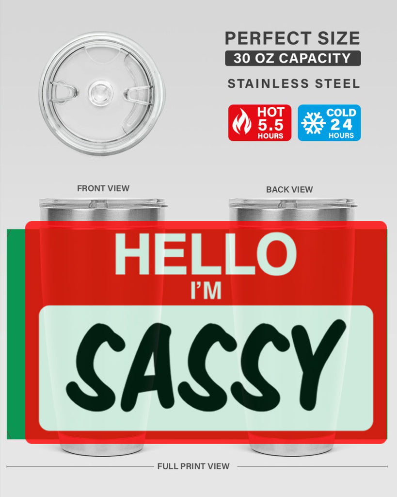 hello im sassy 129#- black words phrases- Cotton Tank