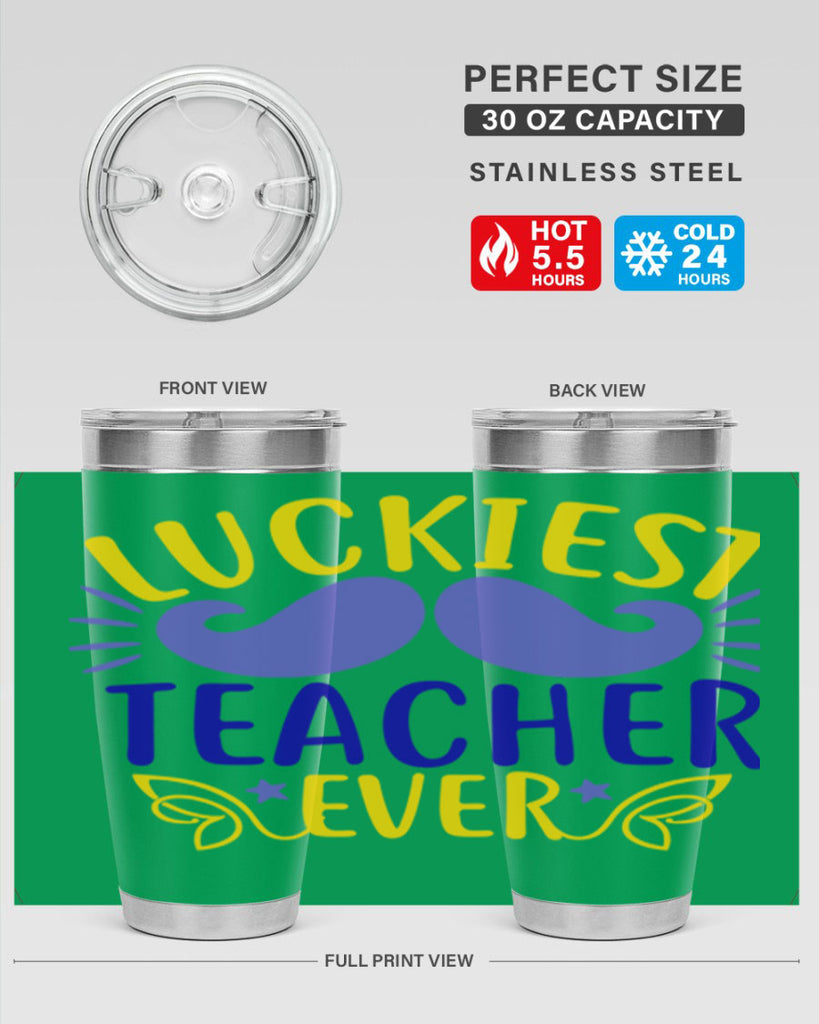 luckiest teacher ever 12#- mardi gras- Tumbler