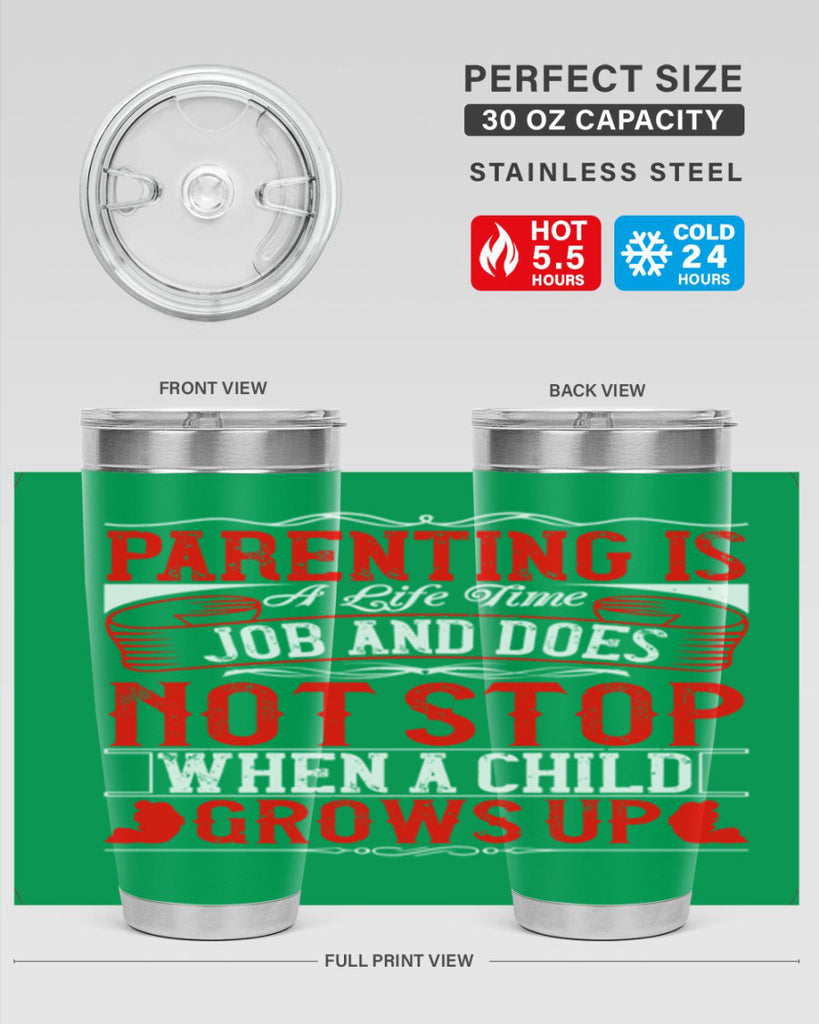 parenting is a life time job and does not stop when a child grows up 29#- Parents Day- Tumbler
