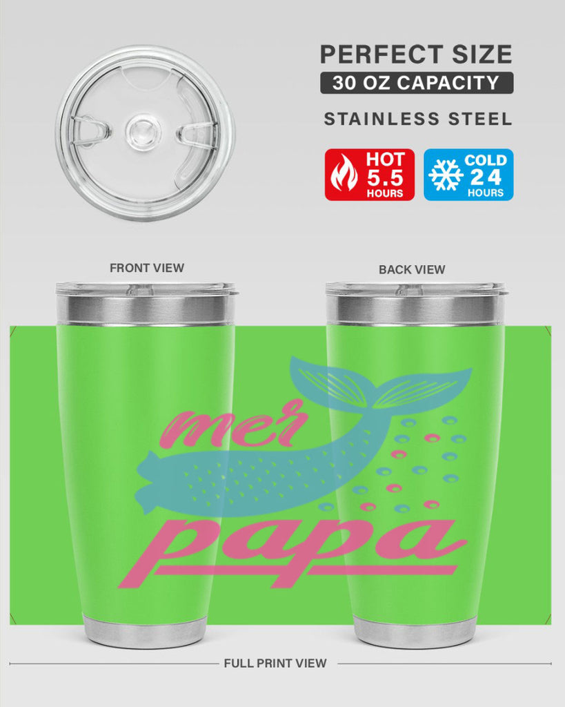 Mer Papa 344#- mermaid- Tumbler