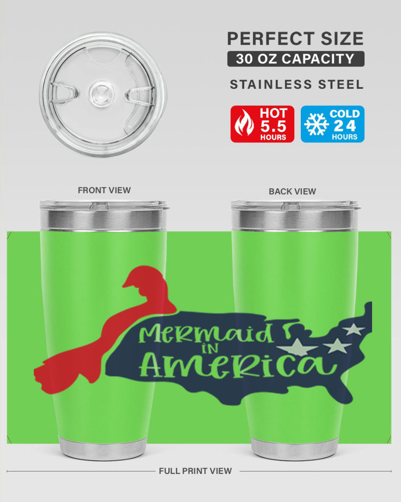 Mermaid In America Style 167#- Fourt Of July- Tumbler