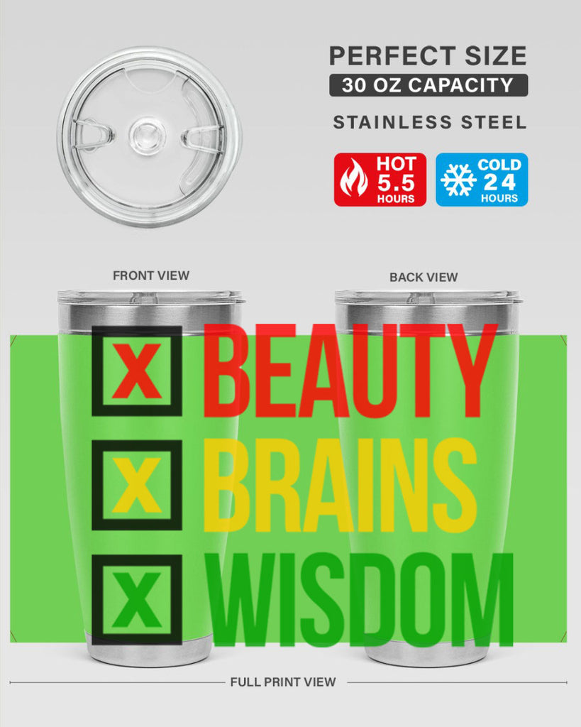 beauty brains wisdom 262#- black words phrases- Cotton Tank
