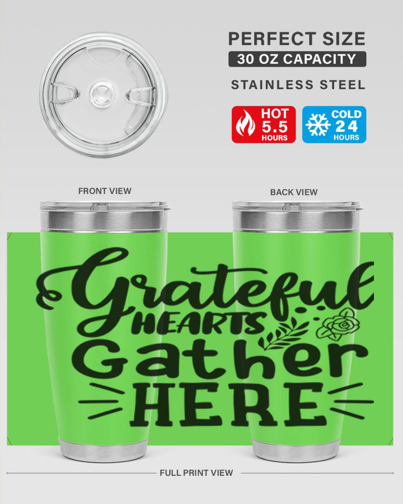 grateful hearts gather here 58#- thanksgiving- Tumbler