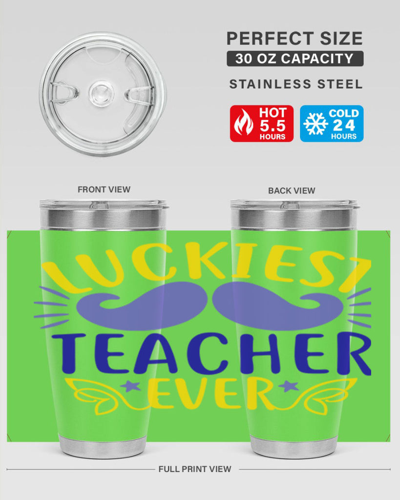 luckiest teacher ever 12#- mardi gras- Tumbler