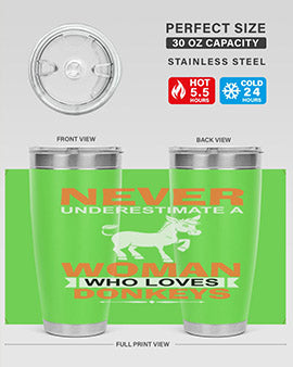 never underestimate a woman who loves donkeys Style 1#- donkey- Tumbler