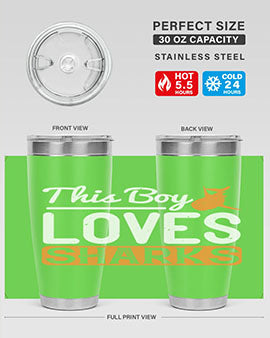 this boy loves sharks Style 14#- shark  fish- Tumbler