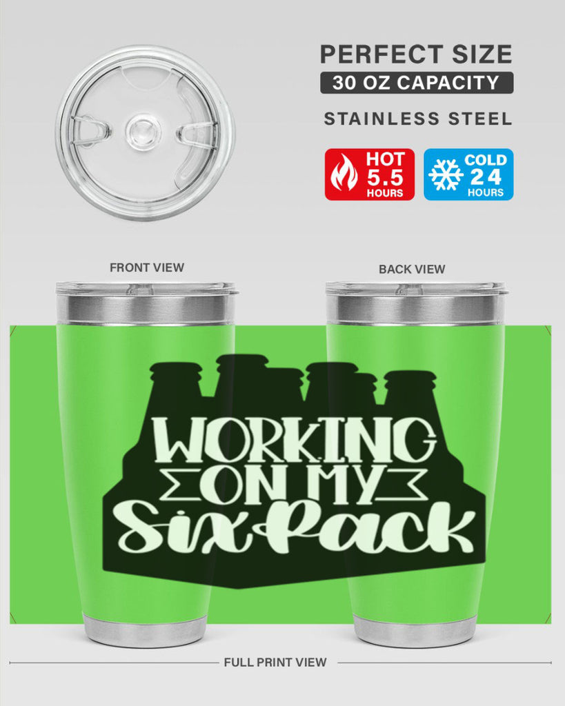 working on my six pack 13#- beer- Tumbler