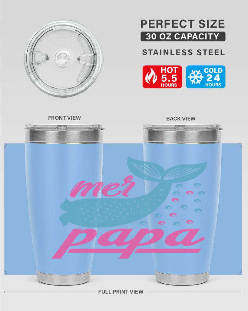 Mer Papa 344#- mermaid- Tumbler