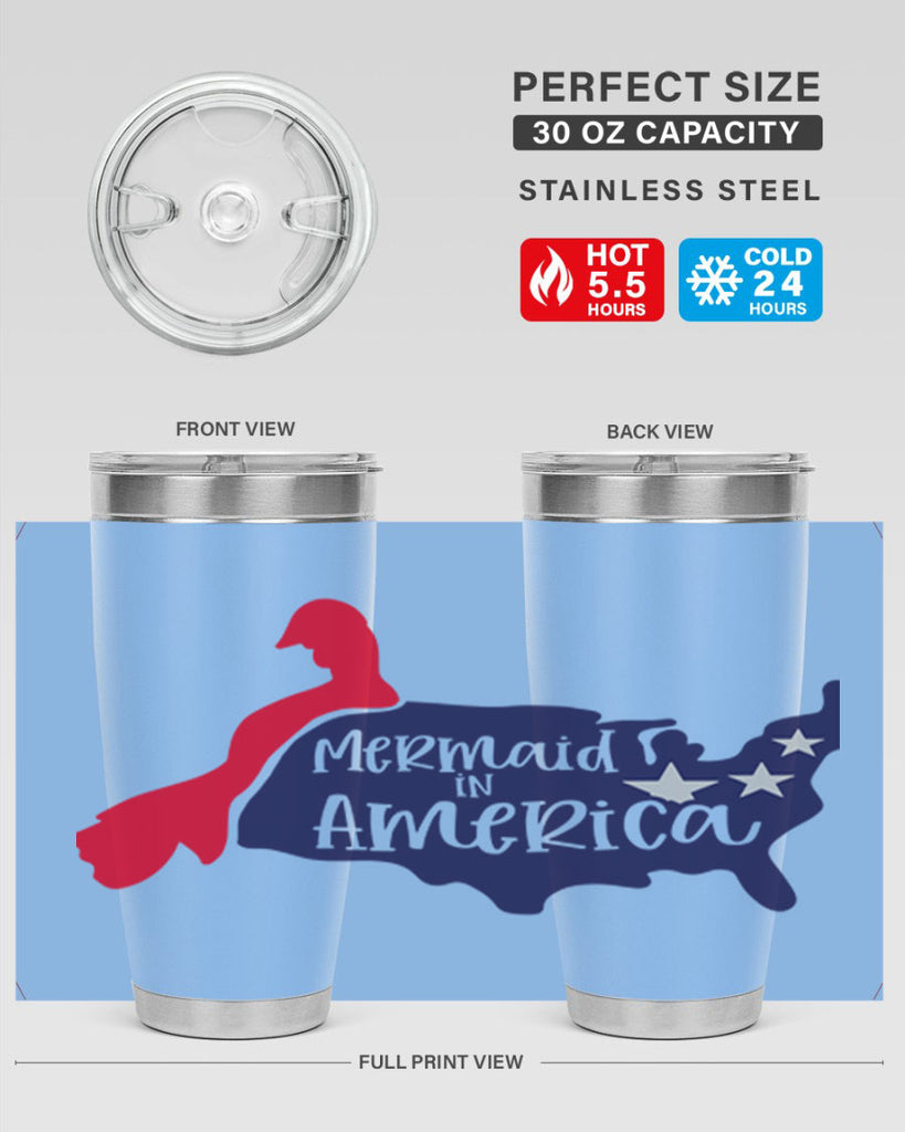 Mermaid In America Style 167#- Fourt Of July- Tumbler