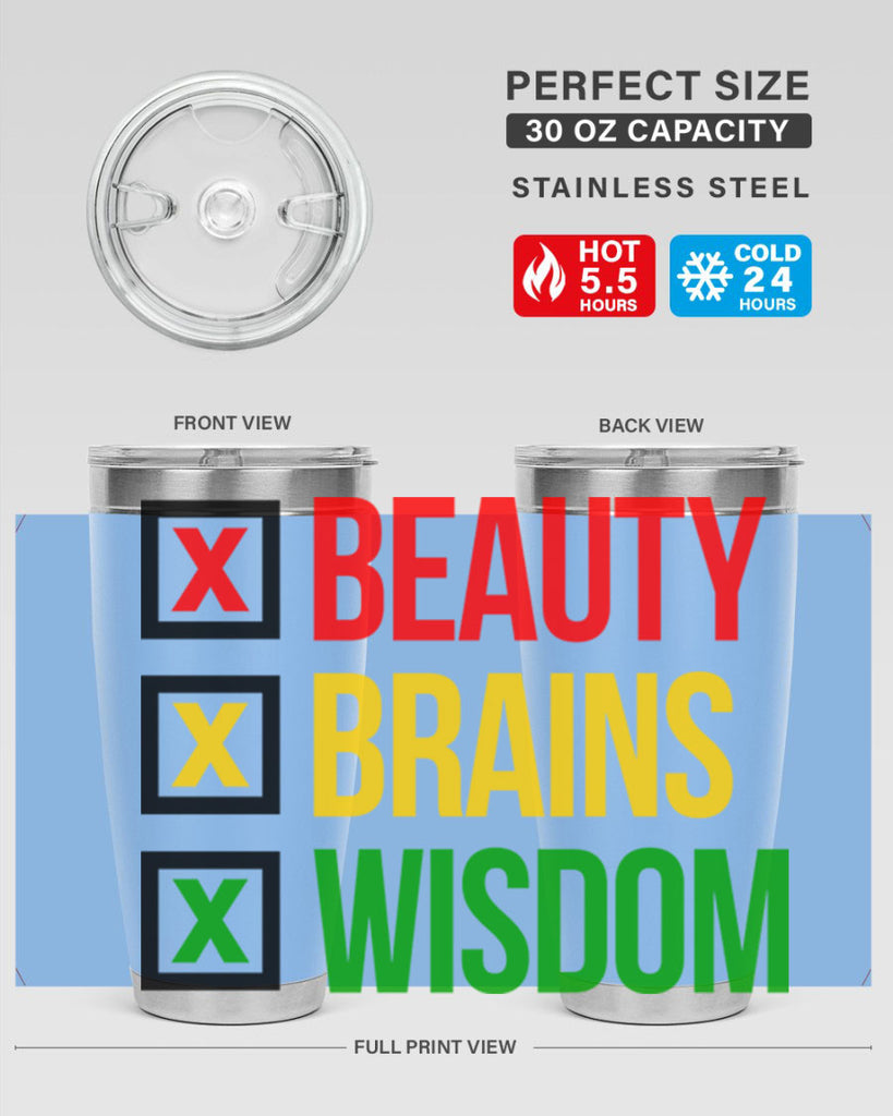 beauty brains wisdom 262#- black words phrases- Cotton Tank