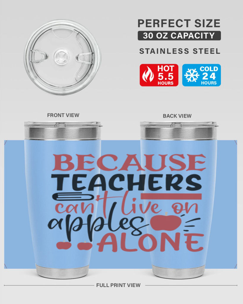 because teachers cant live on apples alone Style 121#- teacher- tumbler