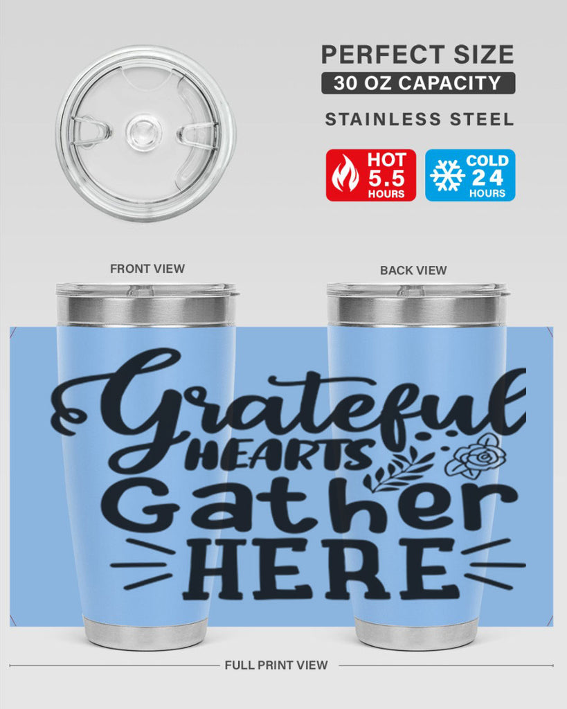 grateful hearts gather here 58#- thanksgiving- Tumbler