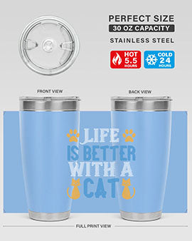 life is better with cat Style 64#- cat- Tumbler