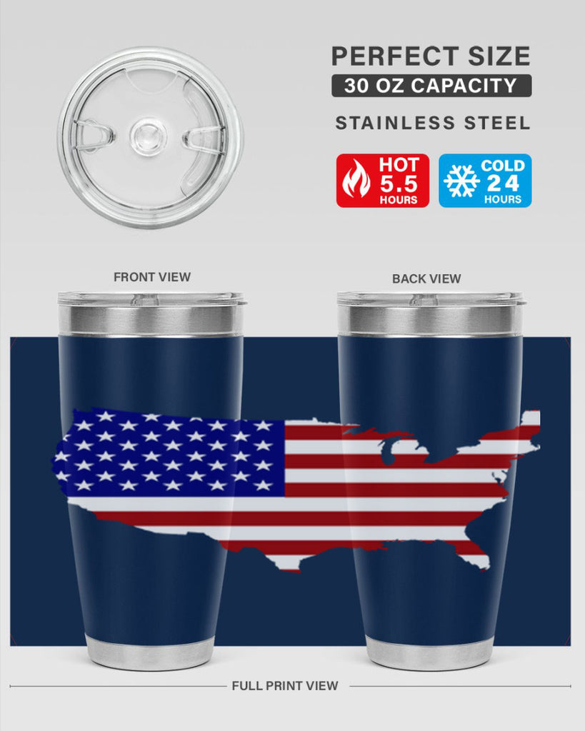 Flag With Map Style 50#- Fourt Of July- Tumbler