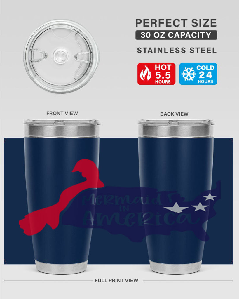 Mermaid In America Style 167#- Fourt Of July- Tumbler