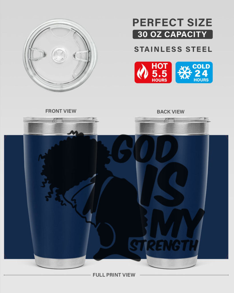 god is my strength- black words phrases- Cotton Tank