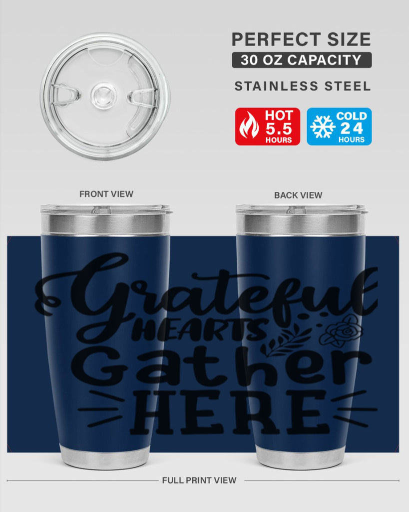 grateful hearts gather here 58#- thanksgiving- Tumbler