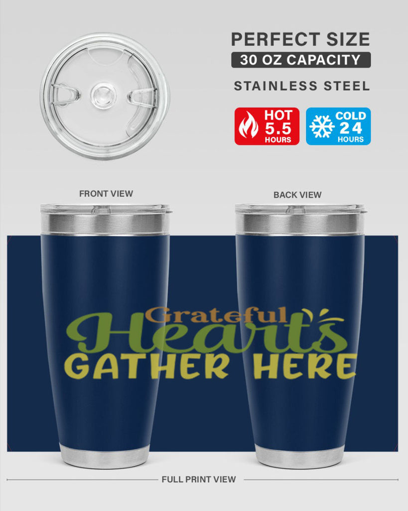 grateful hearts gather here 59#- thanksgiving- Tumbler