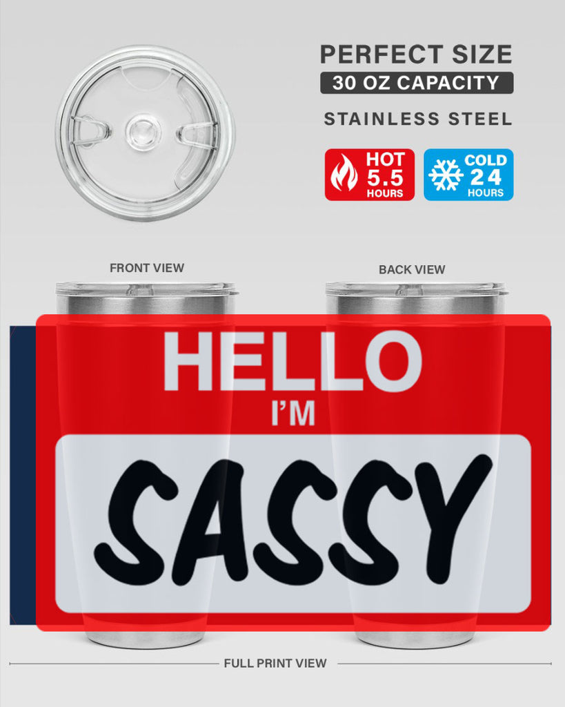 hello im sassy 129#- black words phrases- Cotton Tank