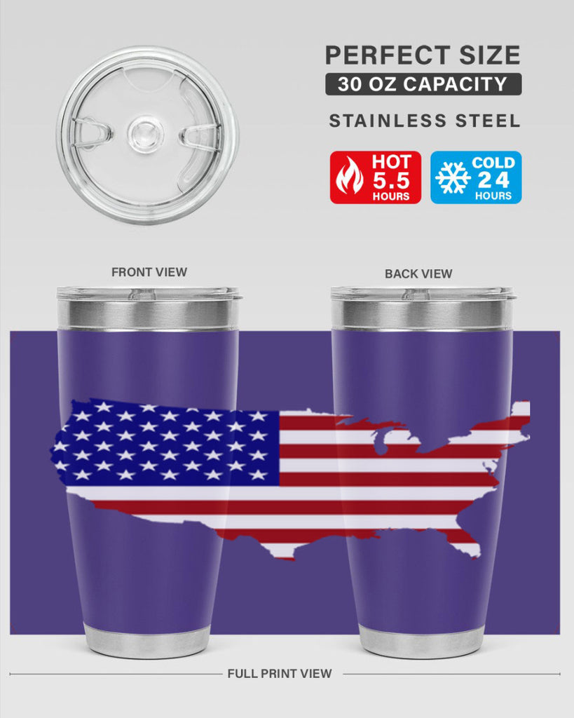 Flag With Map Style 50#- Fourt Of July- Tumbler