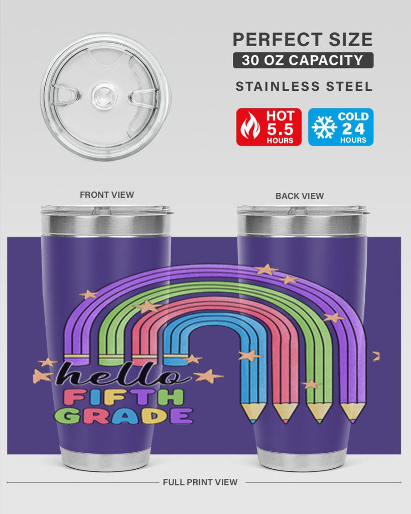 Hello 5th Grade Pencil Rainbow 13#- 5th grade- Tumbler