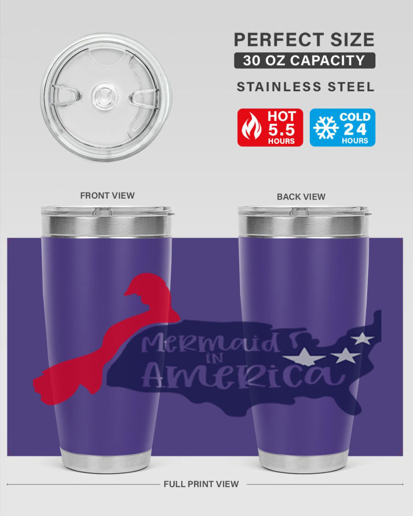 Mermaid In America Style 167#- Fourt Of July- Tumbler