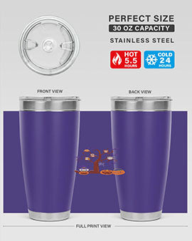 Owl With Pumpkin Halloween Tree A TurtleRabbit 16#- owl- Tumblers