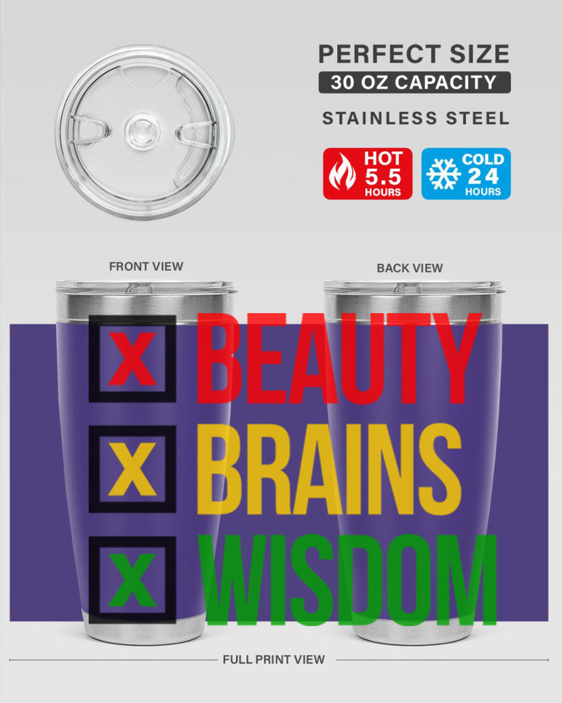 beauty brains wisdom 262#- black words phrases- Cotton Tank