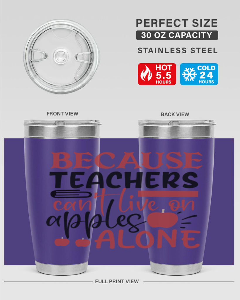 because teachers cant live on apples alone Style 121#- teacher- tumbler