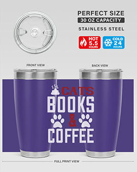 cats books and coffee Style 38#- cat- Tumbler