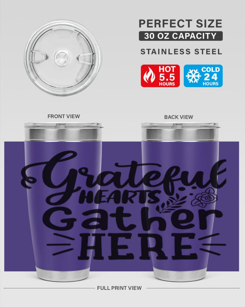 grateful hearts gather here 58#- thanksgiving- Tumbler