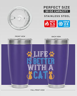 life is better with cat Style 64#- cat- Tumbler